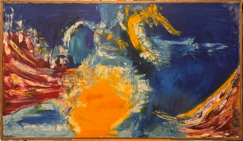 Large Mid-Century Abstract Expressionist Oil Painting–Vivid- Dynamic Brushwork, Signed Bodner