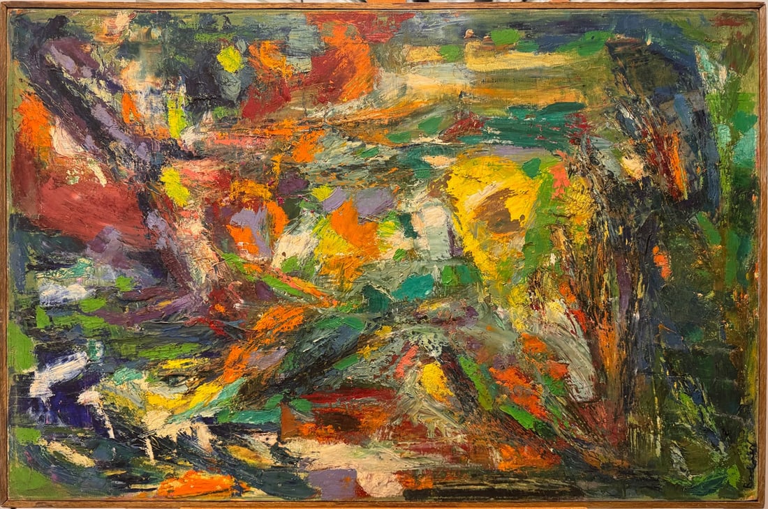 Large Vintage American Abstract Expressionist Oil Painting Bold Color (1 of 9)