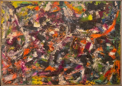 Large Vintage Abstract Expressionist Impasto Oil Painting – Mid-Century Modern