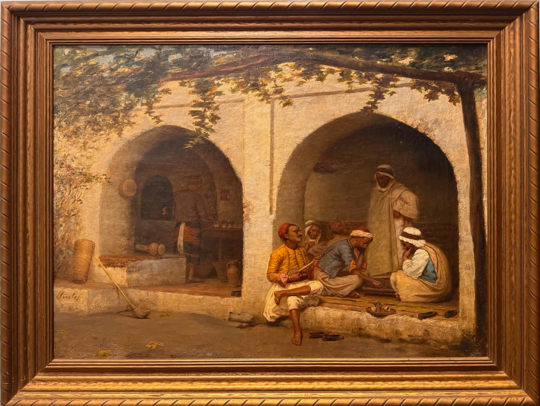 Antique 19th Century Orientalist Genre Scene Oil Painting Signed (1 of 12)