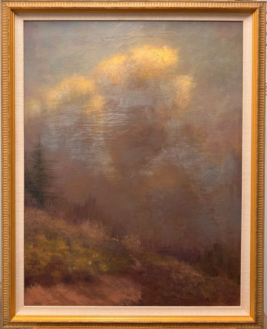 Vintage Atmospheric Clouds Signed Oil Painting (1 of 7)