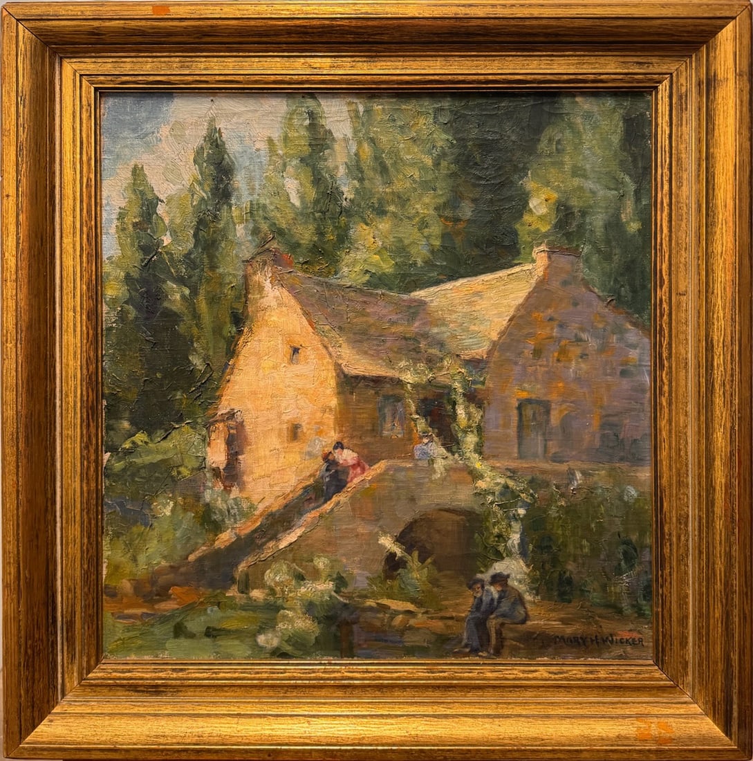 Mary Hackney Wicker American Impressionist Figural Landscape Oil Painting Cahors France (1 of 8)