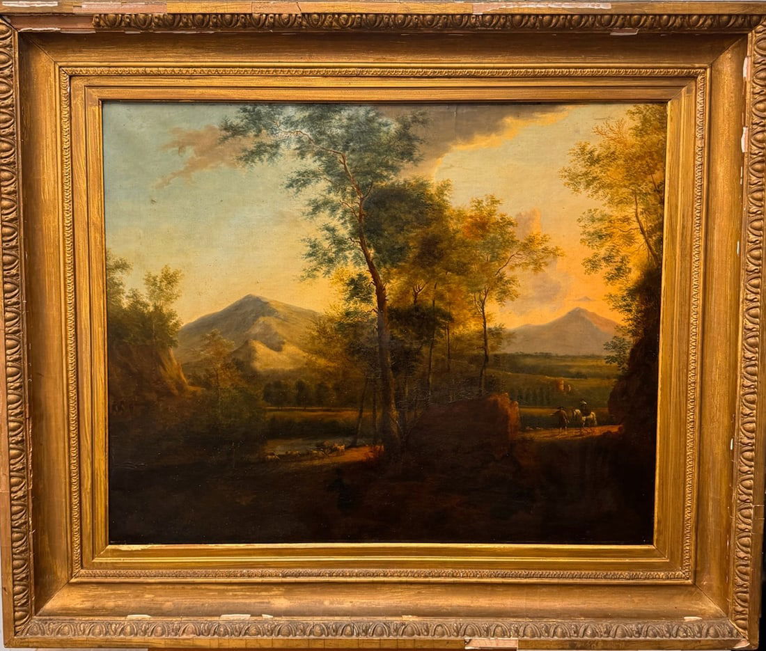 Antique Early American Hudson River School Atmospheric Luminous Framed Landscape Oil Painting (1 of 15)