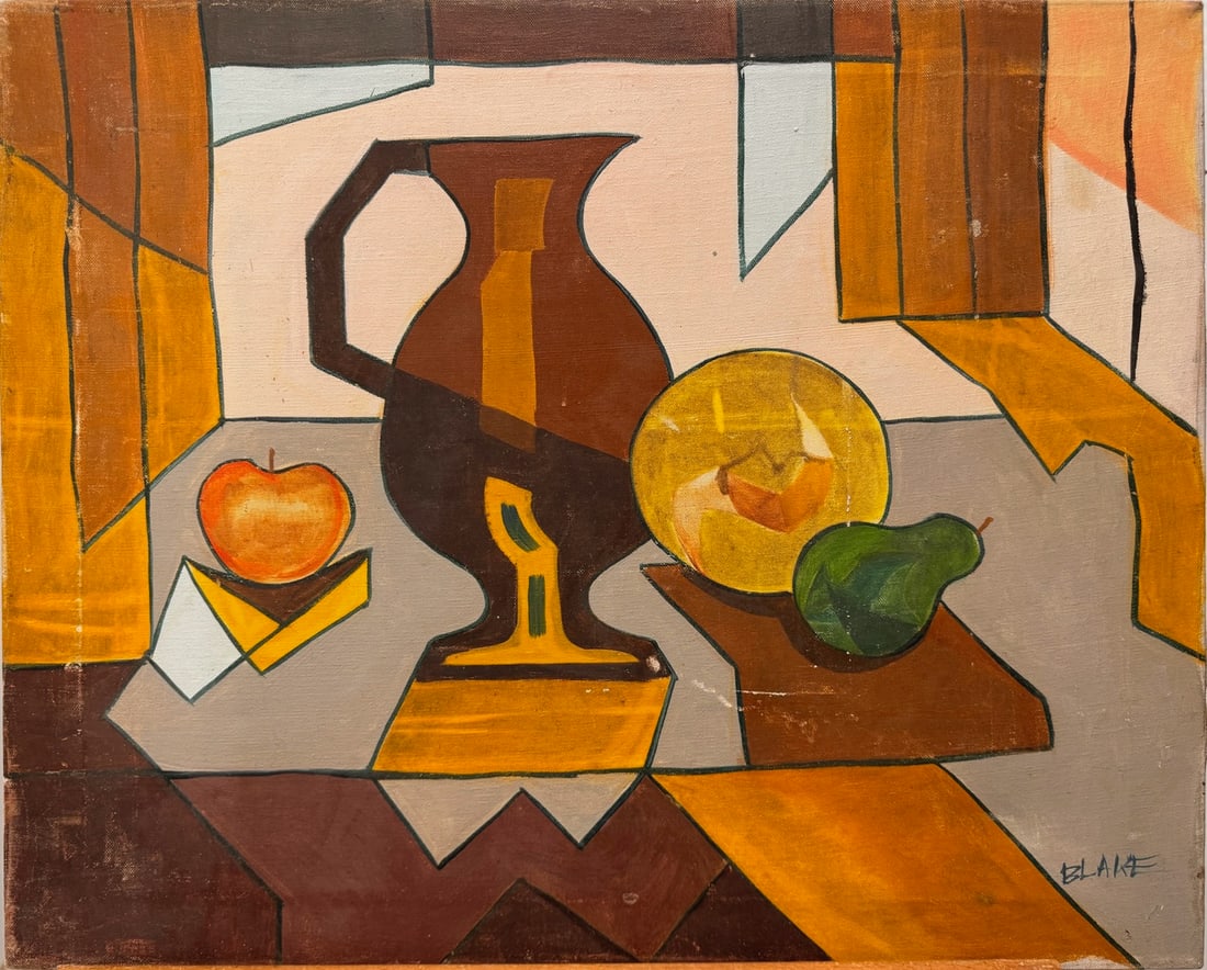 American Artist Modernist Geometric Cubist Still Life Signed (1 of 8)
