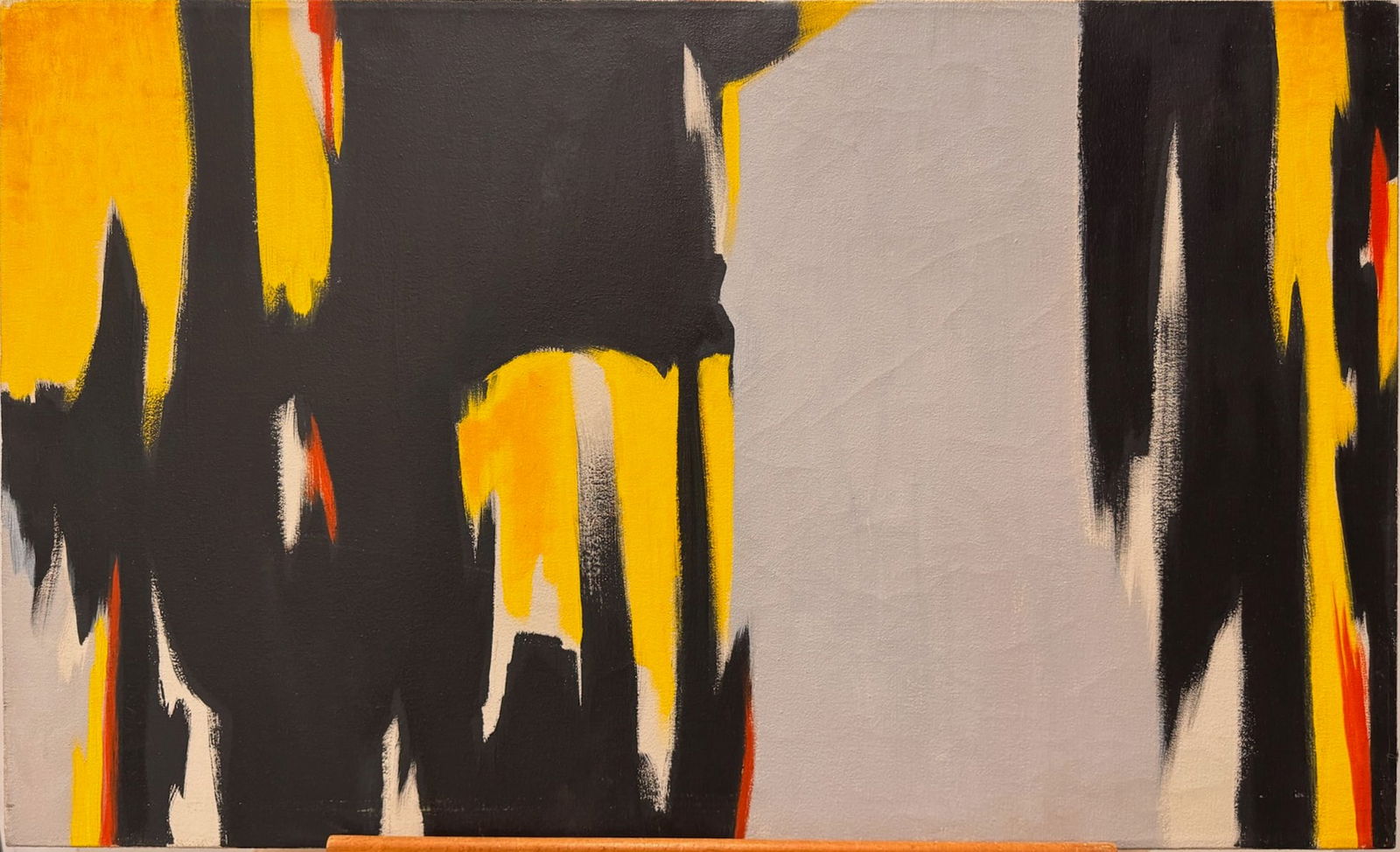 Large American Mid-Century Abstract Expressionist Painting Bold Black, Yellow & Gray Palette (1 of 7)