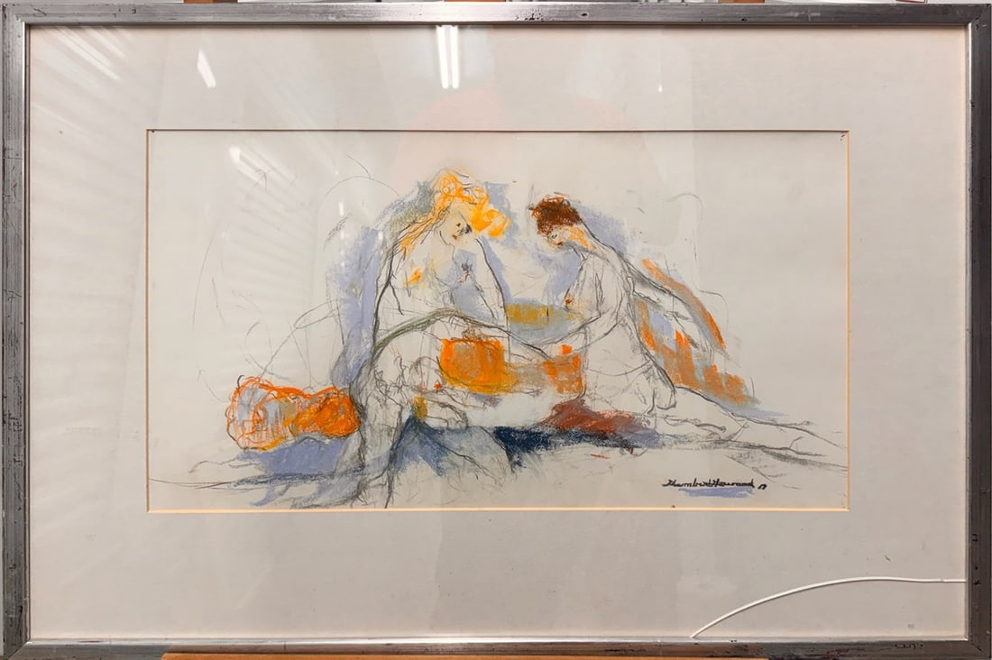 Humbert Howard Vintage African American Modernist Erotic Nude Figural Abstract Painting Signed: Humbert Howard was born in Philadelphia in 1915. He began his studies at Howard University and transferred his senior year to the University of Pennsylvania. He later studied at the Barnes Foundation 