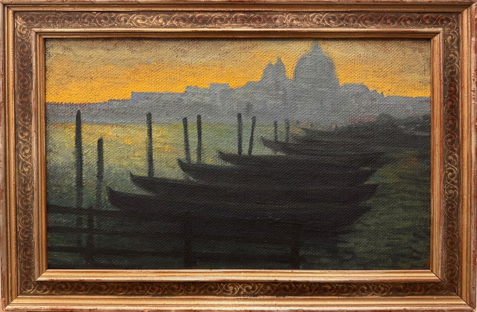 Impressionist Tonalist Atmospheric Venetian Sunset Gondolas at Dusk (1 of 6)