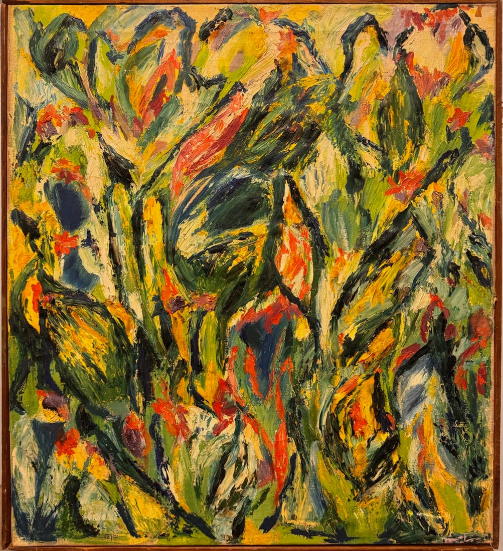 Vibrant American Abstract Expressionist Oil Painting Bold Textured Mid-Century Modern (1 of 8)