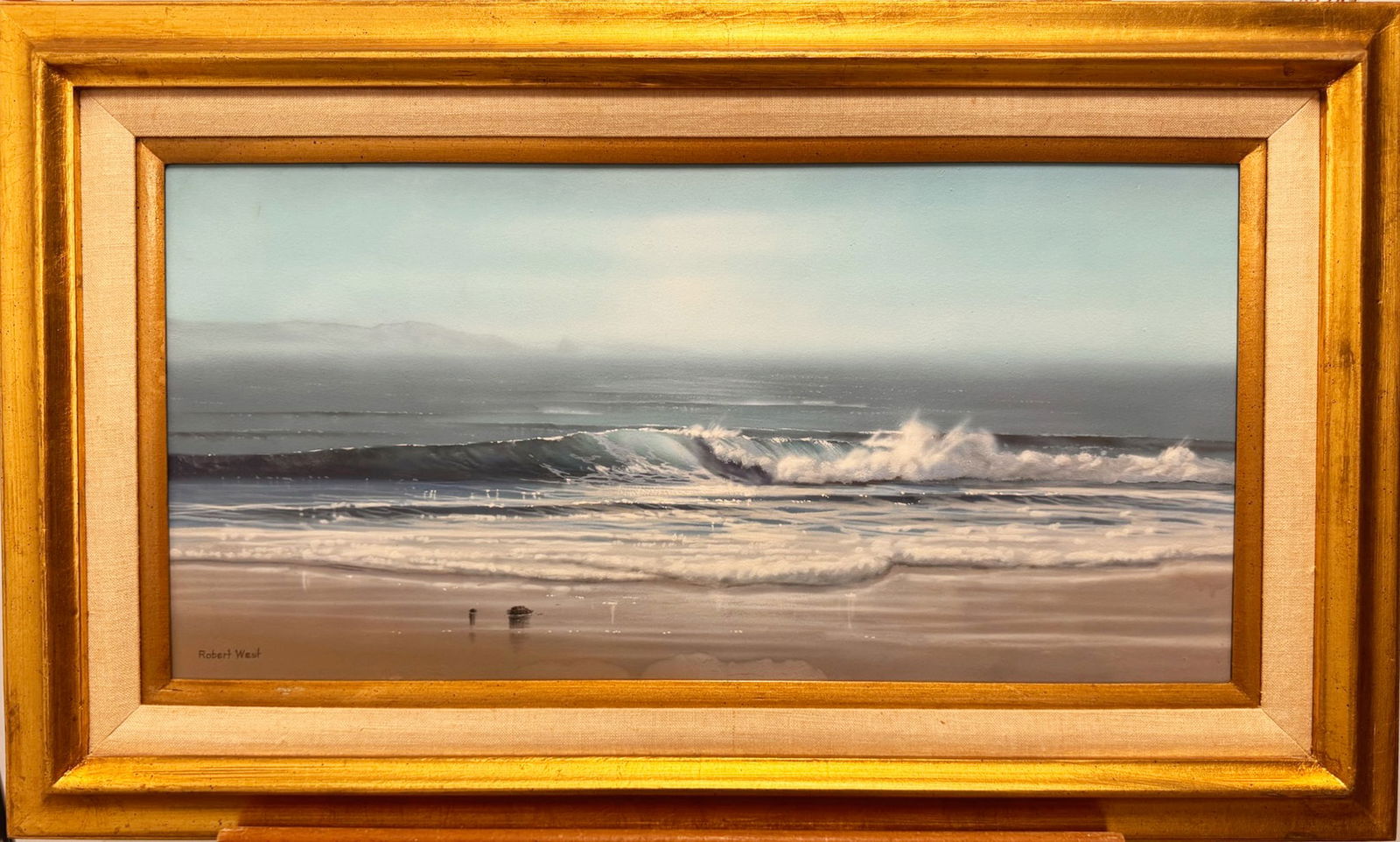 Robert West Signed Seascape Oil Painting  Realistic Ocean Waves Coastal Beach Art (1 of 7)