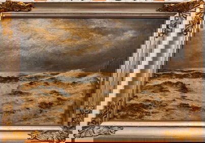 Antique Stormy Sea Oil Painting – Dramatic Maritime Seascape, Ornate Frame- Signed G. Wilson