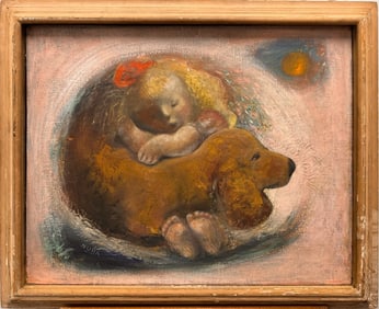 Vintage American New York Modernist Oil Painting- "Dream" by Nura Ulreich - Signed