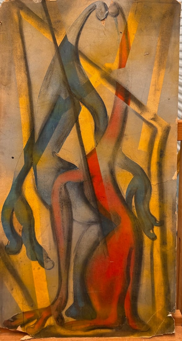 Vintage Abstract African American Artist Samuel Joseph Brown Mid Century Painting Unsigned (1 of 6)