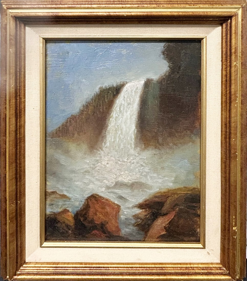 Antique Niagara Falls American Hudson River School Framed Oil Painting (1 of 4)