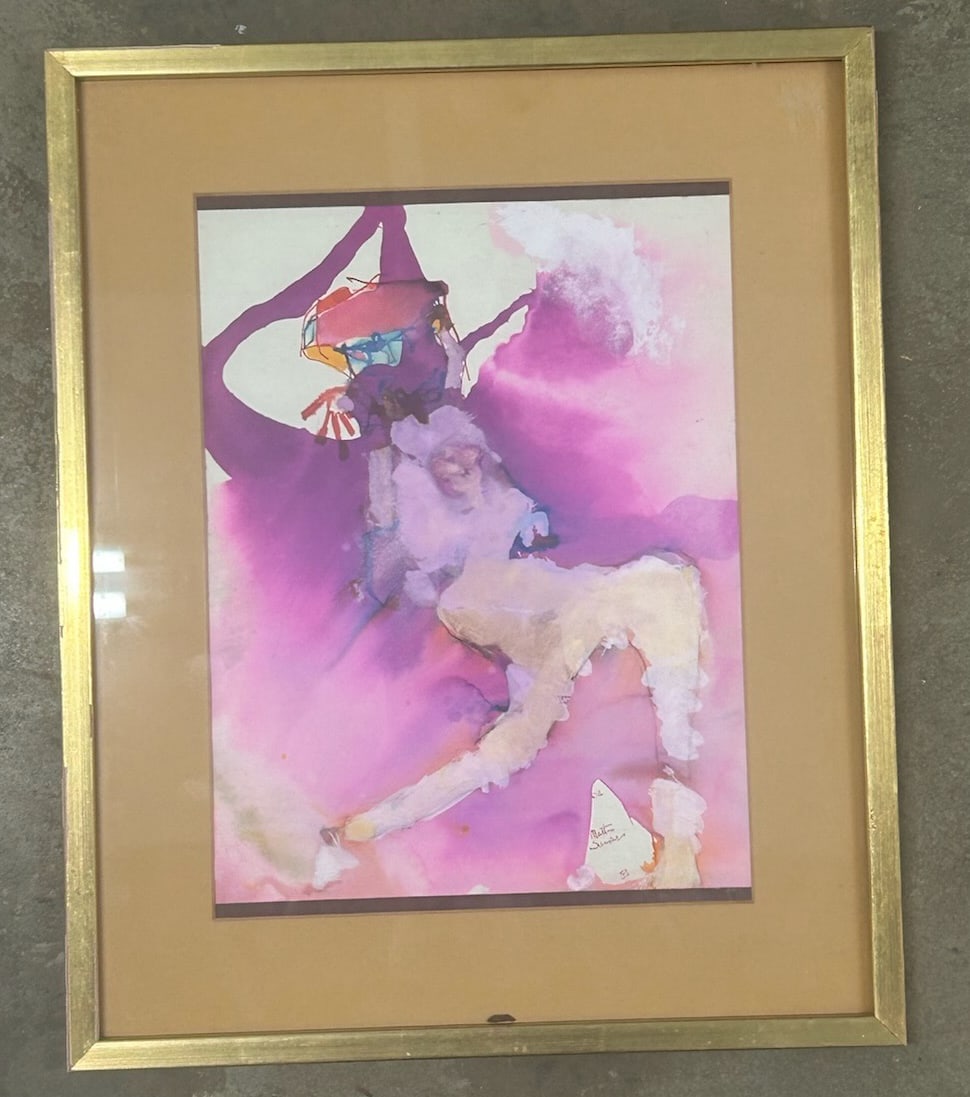 Martin Sumers (1922-2012) Vibrant Abstract Figurative Watercolor Surrealist (1 of 3)