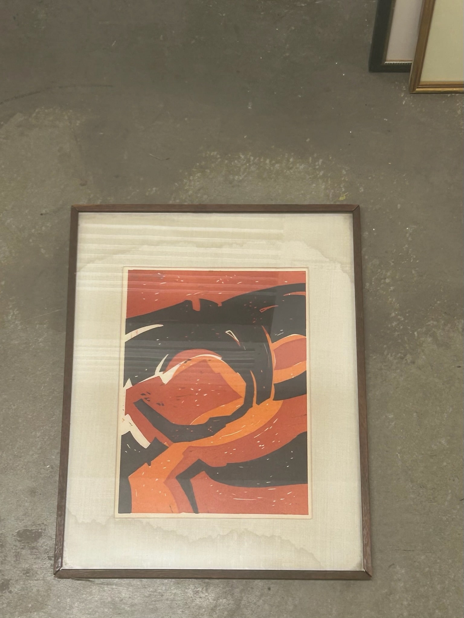 Vintage German Woodcut Mid Century Modern Abstract (1 of 3)