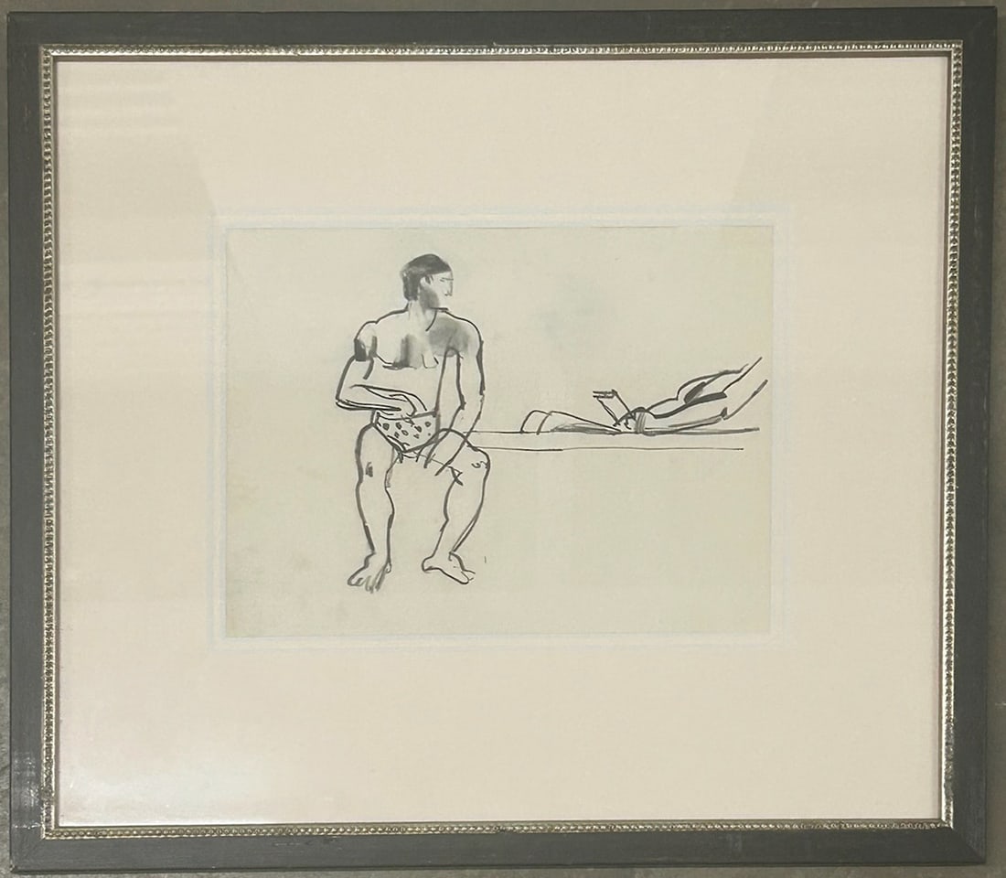 Attributed to Marsden Hartley Figurative Drawing: Born in Lewiston, Maine, Marsden Hartley became one of the most famous early modernist artists of twentieth-century American art, known for landscapes, still lifes, and some portraits. His painting sh