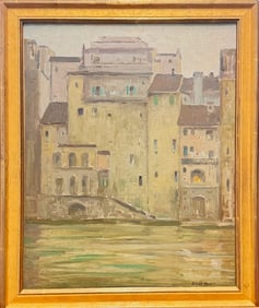 Eliot Candee Clark (1883 - 1980) Signed Venice Impressionist Italian Cityscape Giltwood Painting