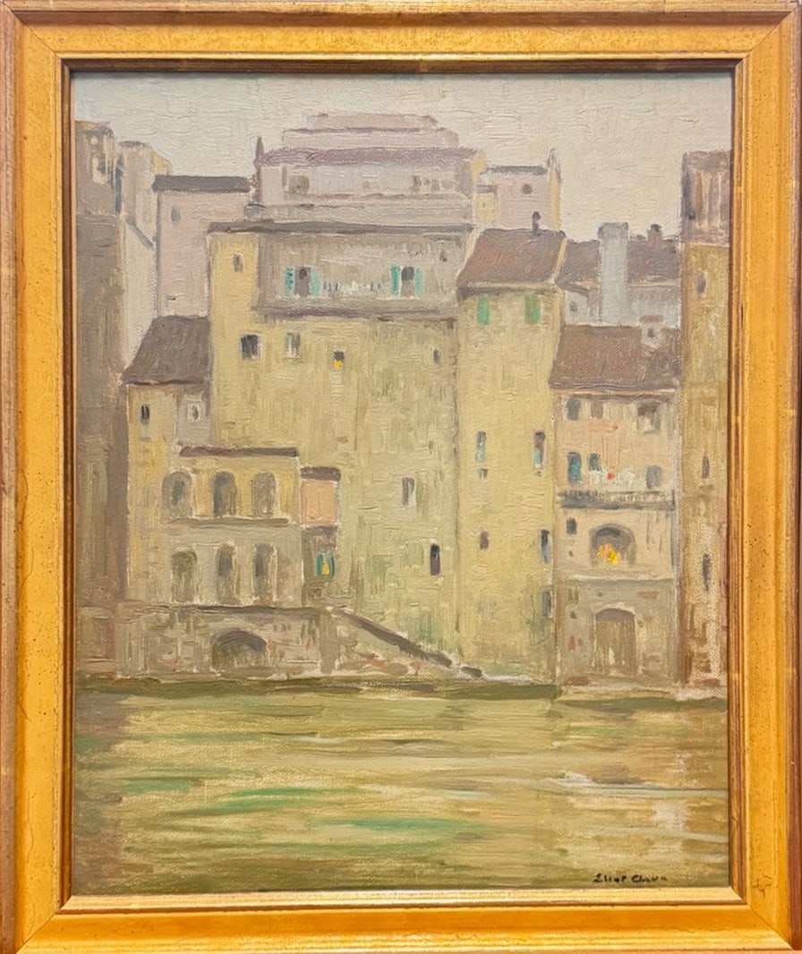 American Virginia Impressionist Eliot Candee Clark Signed Venice Scene Oil Painting (1 of 8)
