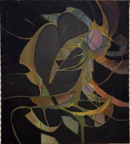 Large Abstract Organic-Form Painting – Mid-Century Biomorphic Modernism