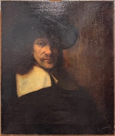 Old Master-Style Portrait of a Gentleman in Shadow – Dramatic Baroque Oil Painting