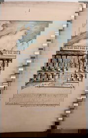 Vintage Warsaw Poniatowski Monument Drawing – Watercolor & Ink – Signed