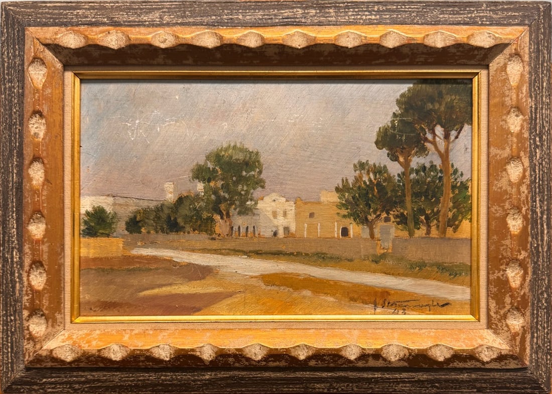 Vintage Italian Impressionist Exhibited oil painting Signed landscape (1 of 7)