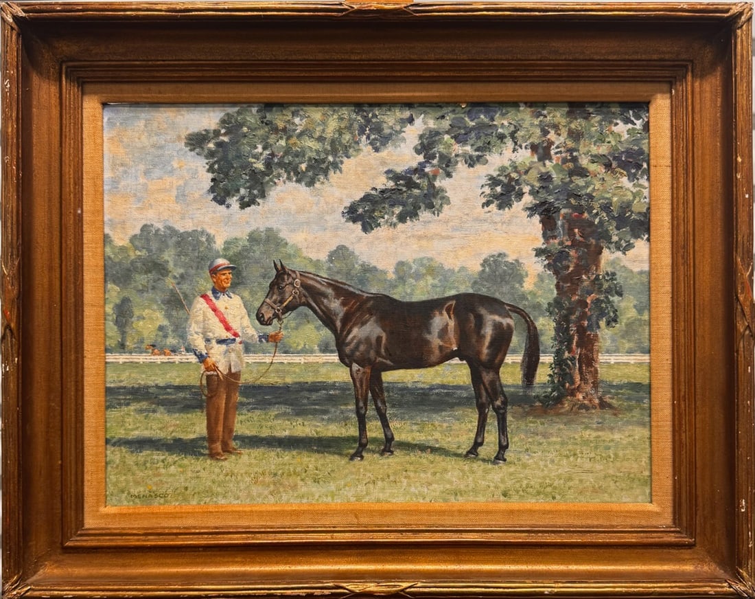 Milton Talbot Menasco American Kentucky Impressionist Equestrian Oil Painting Signed (1 of 6)