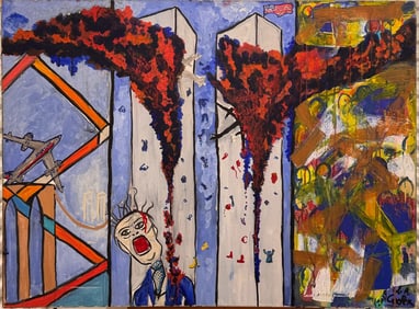 Expressive Abstract Painting Inspired by Urban Catastrophe – Large Contemporary Canvas- Signed