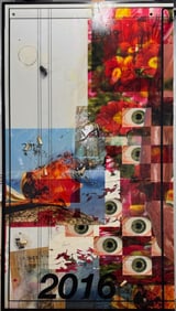 2016 Mixed-Media Photomontage Collage – Contemporary Abstract Eye & Floral Composition