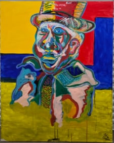 Vibrant Abstract Portrait with Top Hat – Bold Contemporary Expressionism by U. Cooper