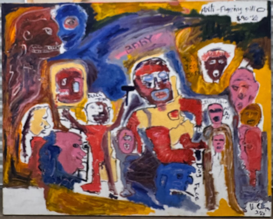 Vivid Multi-Figure Expressionist Chaos Scene – Bold Contemporary Art by U. Cooper (1 of 3)