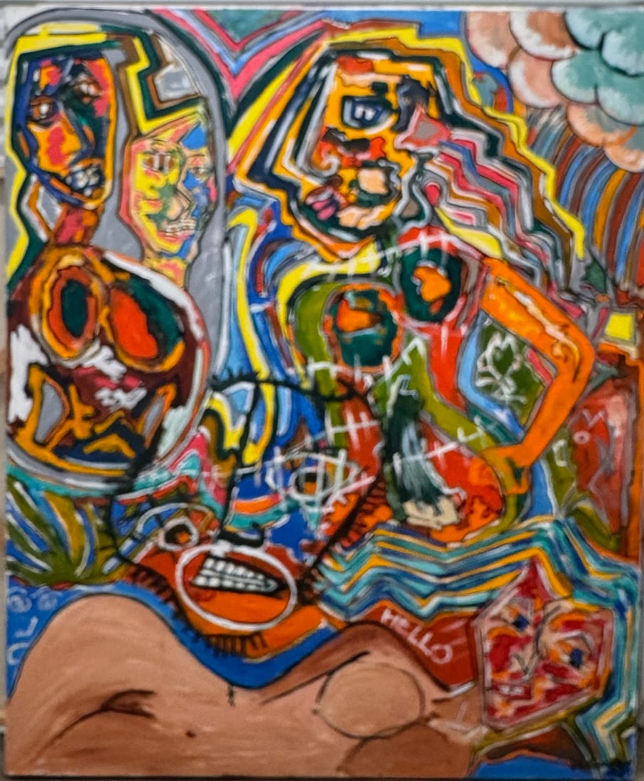 Explosive Multi-Figure Expressionist Scene – Bold Contemporary Outsider Art by U. Cooper (1 of 3)