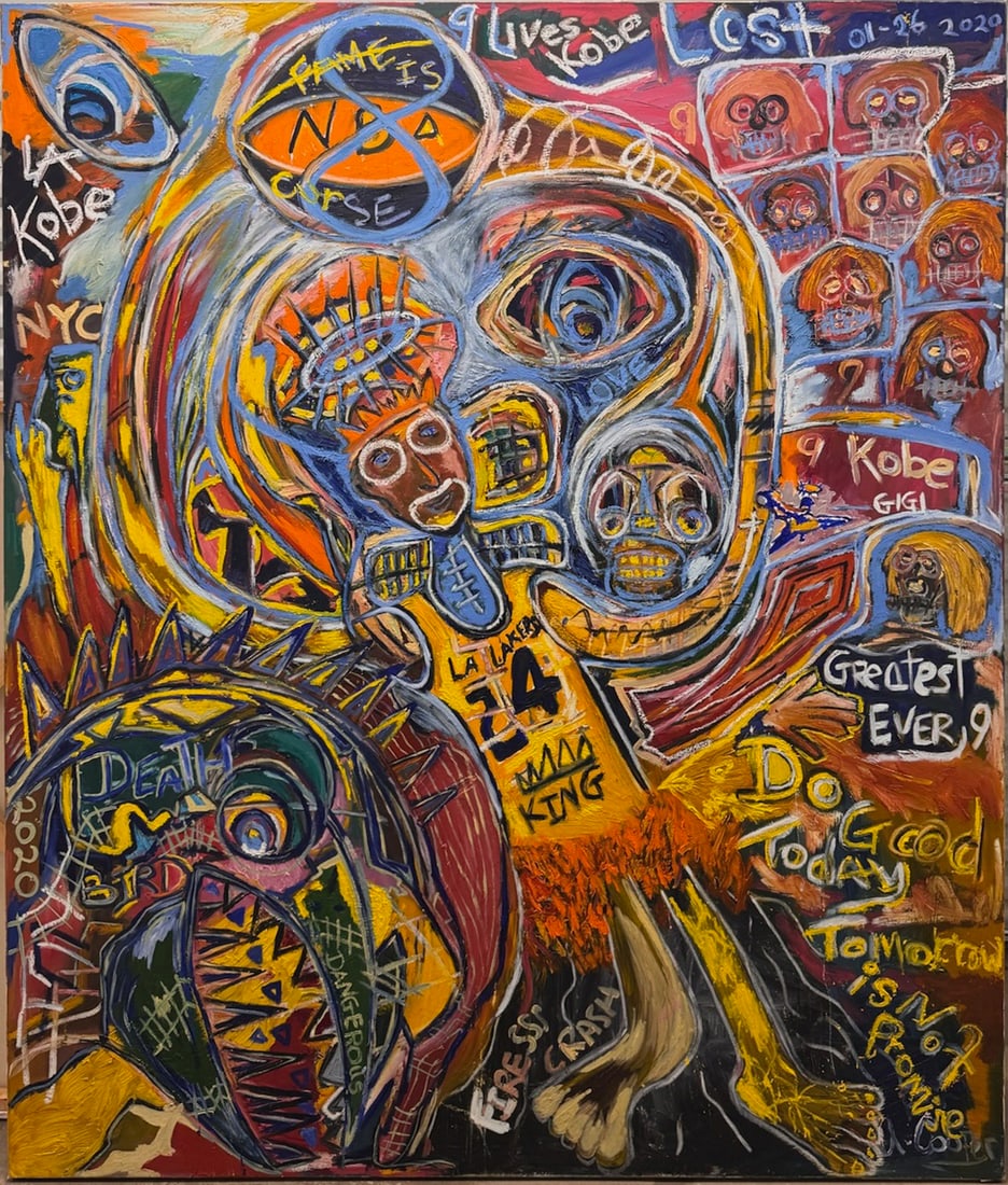 Vivid Multi-Figure Memorial Painting – Dynamic Symbolic Expressionism by U. Cooper (1 of 4)