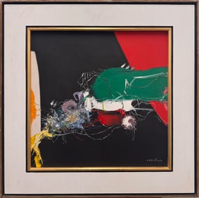 Striking Modern Abstract Composition-Bold Color-Block & Textured Impasto Painting Signed "Caristina"