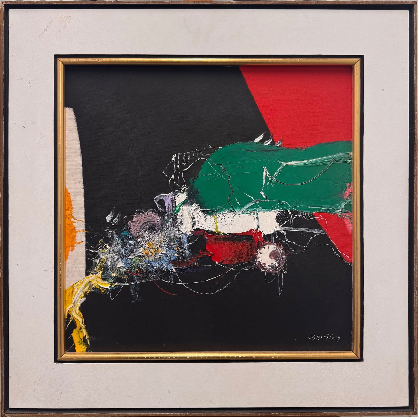 Striking Modern Abstract Composition-Bold Color-Block & Textured Impasto Painting Signed "Caristina" (1 of 5)