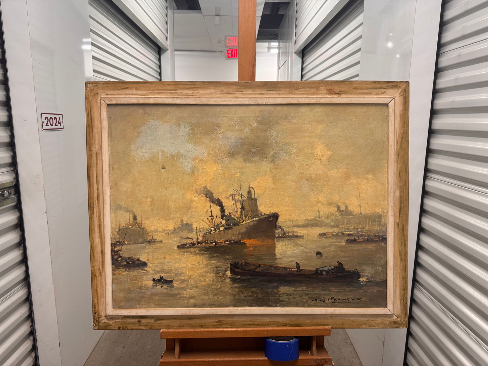 Vintage Belgium Impressionist Maritime Harbor Oil Painting Henri Joseph Pauwels Signed (1 of 6)