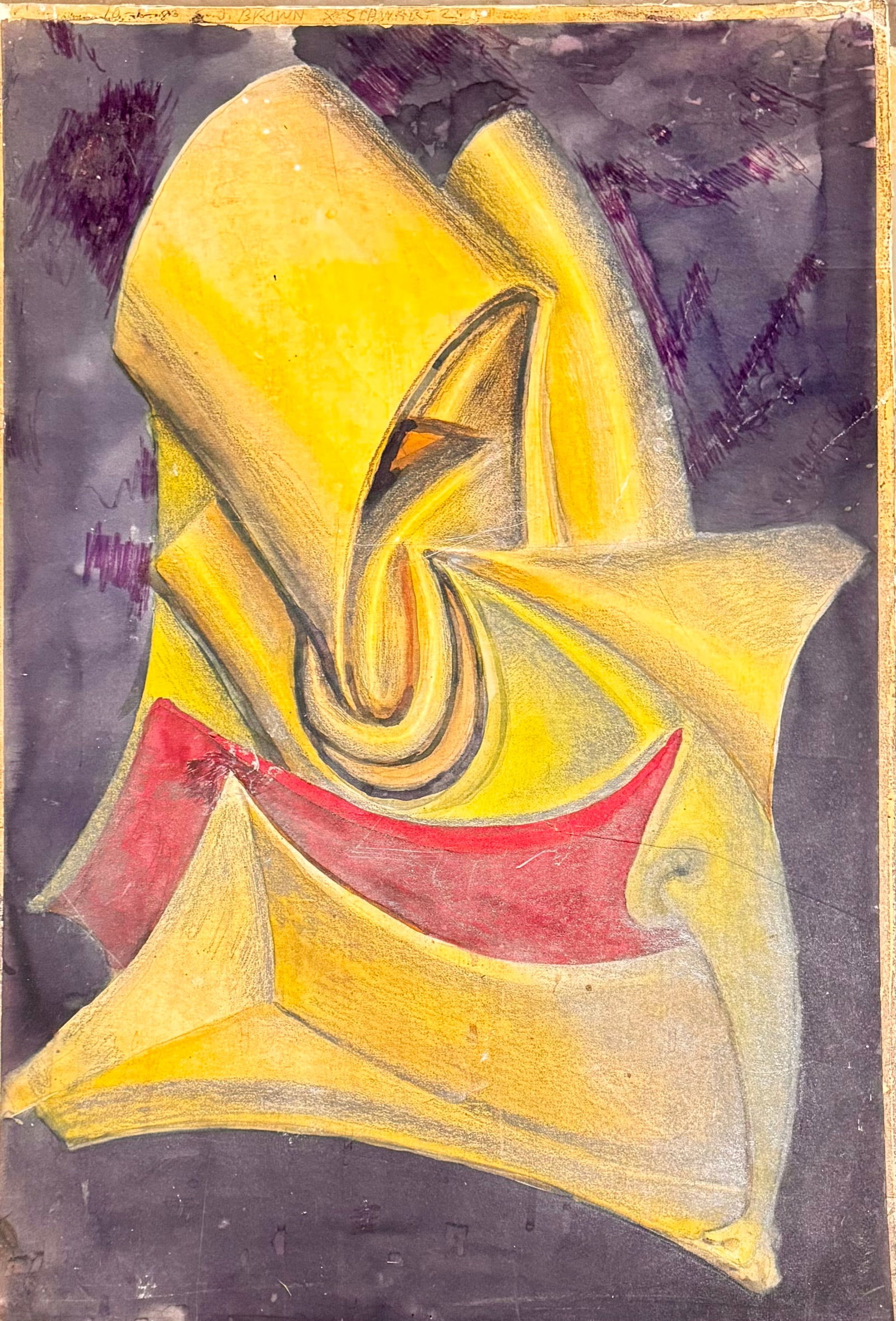 Vintage Philadelphia African American Artist Samuel Joseph Brown Mid Century Abstract Signed (1 of 3)