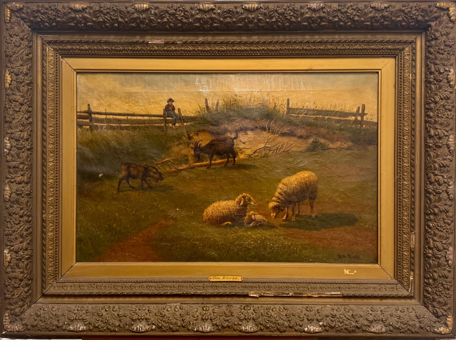 Antique 19th Century American New Orleans Artist George Riecke Signed (1 of 8)