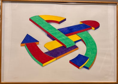 Vintage American California Modernist John Okulick Painting Signed