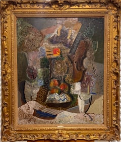 Vintage Swiss German Cubist Modern Still-Life Oscar Wilhelm Luthy 1930 Signed oil painting