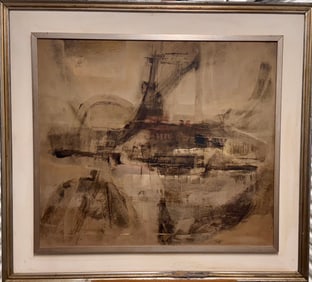 Vintage Italian Abstract Expressionist Oil Painting Signed Mystery