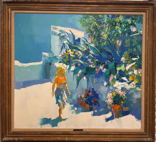 Large Vintage Italian Impressionist Nicola Simbari Oil Painting