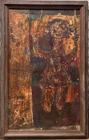 Vintage American Figurative Abstract California Artist oil painting SIgned