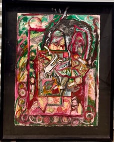 Vintgage Abstract Expressionist Oil Painting Signed Mystery