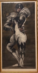 Vintage Colored Etching Of Michel Fokine Ballet Dancer Esteban Chavez Signed