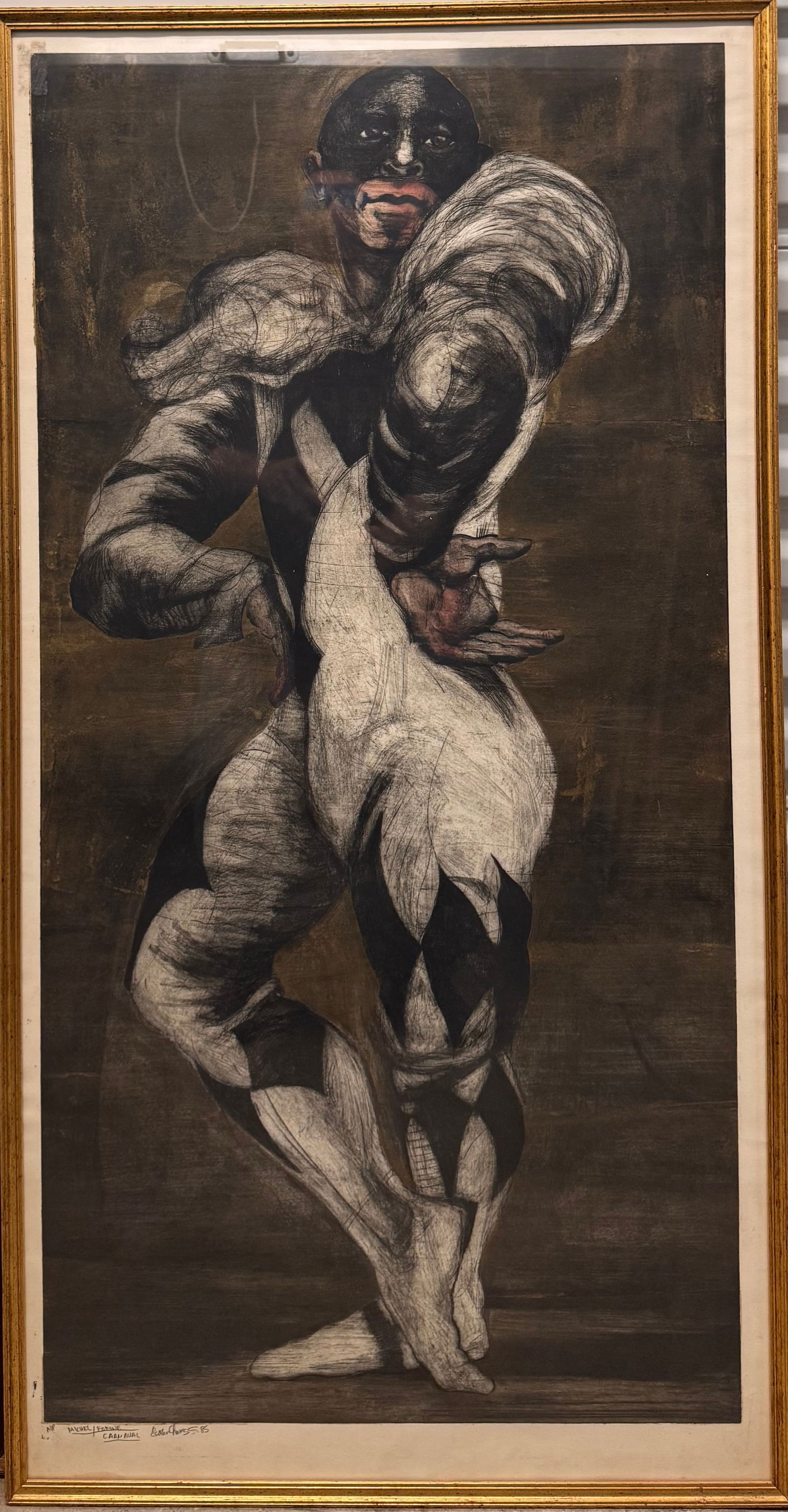 Vintage Colored Etching Of Ballet Dancer Roberto Esteban Chavez Signed: Vintage Colored Etching Of Michel Fokine Ballet Dancer Roberto Esteban Chavez Signed, Artist Proof, 47 x 24", 51 x 27". Born in Denver, Colorado 1954 Esteban has an undergraduate BFA from UC Berkeley,