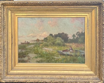 Antique 19th Century Pennsylvania American Duck Hunting oil painting James Brade Sword Signed