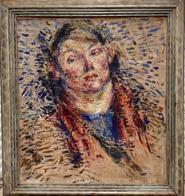 Vintage Early American Avant-Garde New York Artist Oil Painting Helene Iungerich Portrait