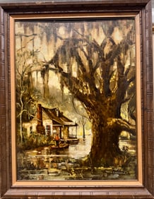 Vintage American Impressionist Louisiana Oil Painting Dorothy Jurisich Coleman Signed