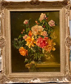 Vintage England Impressionist Still-Life Oil Painting Signed Lionel Ellis